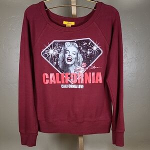 Finesse Marilyn Monroe California Love Burgundy Sweatshirt Large